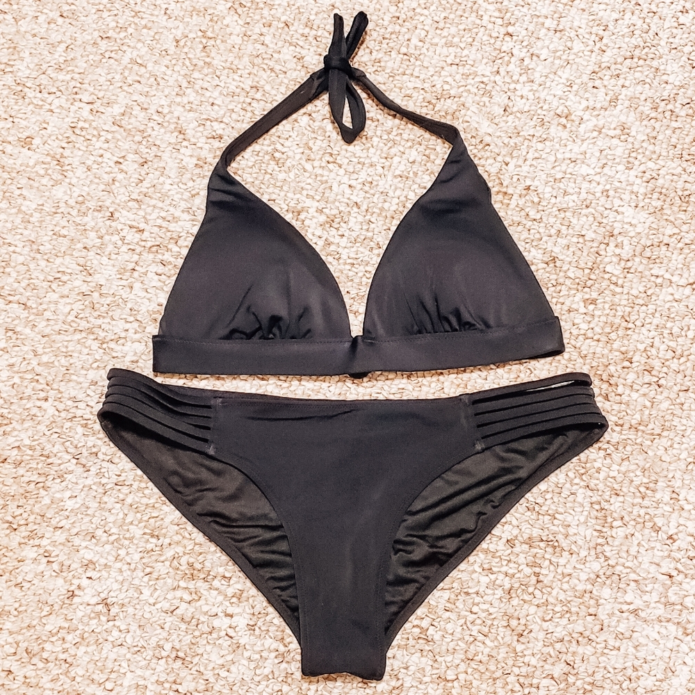 Victoria's Secret Women's Black Bikini Set Medium